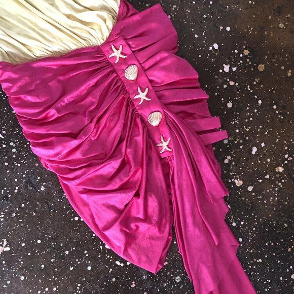 RAISA&VANESSA One Shoulder Ruched Mini Dress Fuchsia & Pistachio Green 36 NWT - Picture 9 of 9